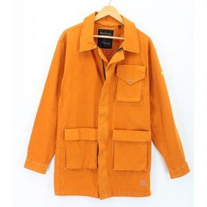 BRAND WHO Jacket Mens Orange Full Zip Designer Ask For More Embroidered Size XL